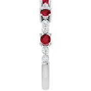 14K White Natural Ruby & 1/6 CTW Natural Diamond Ring