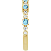 14K Yellow Natural Aquamarine & 1/6 CTW Natural Diamond Ring