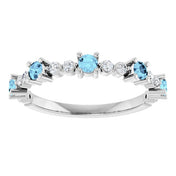 Platinum Natural Aquamarine & 1/6 CTW Natural Diamond Ring