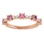14K Rose Natural Pink Tourmaline & 1/6 CTW Natural Diamond Ring