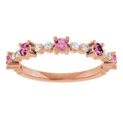 14K Rose Natural Pink Tourmaline & 1/6 CTW Natural Diamond Ring