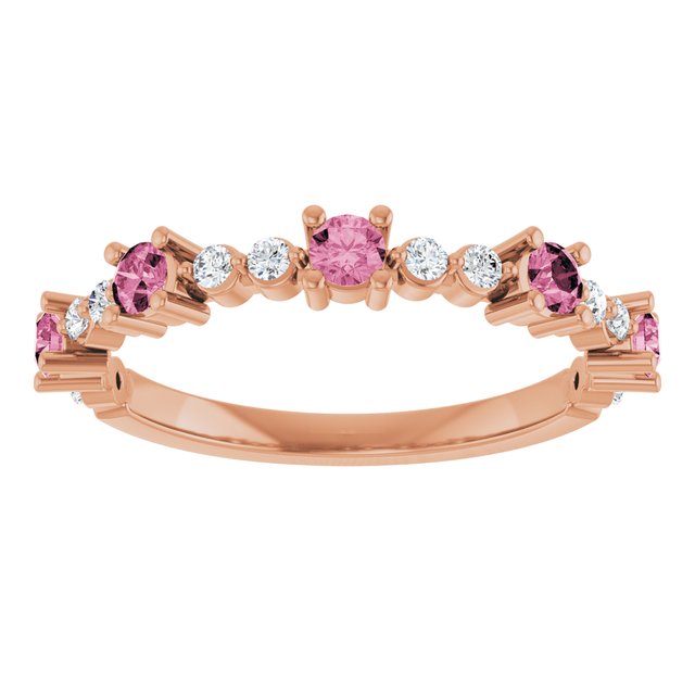 14K Rose Natural Pink Tourmaline & 1/6 CTW Natural Diamond Ring