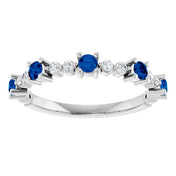 Sterling Silver Natural Blue Sapphire & 1/6 CTW Natural Diamond Ring