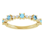 14K Yellow Natural Aquamarine & 1/6 CTW Natural Diamond Ring