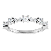 Sterling Silver Natural White Sapphire & 1/6 CTW Natural Diamond Ring