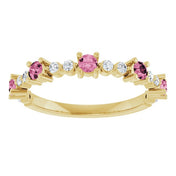 14K Yellow Natural Pink Tourmaline & 1/6 CTW Natural Diamond Ring
