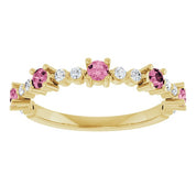 14K Yellow Natural Pink Tourmaline & 1/6 CTW Natural Diamond Ring