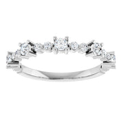 Platinum Natural White Sapphire & 1/6 CTW Natural Diamond Ring