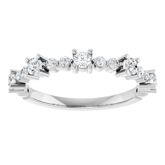 Platinum Natural White Sapphire & 1/6 CTW Natural Diamond Ring