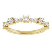 14K Yellow Natural White Sapphire & 1/6 CTW Natural Diamond Ring