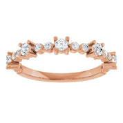 14K Rose Natural White Sapphire & 1/6 CTW Natural Diamond Ring
