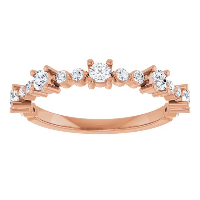 14K Rose Natural White Sapphire & 1/6 CTW Natural Diamond Ring