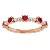 14K Rose Natural Ruby & 1/6 CTW Natural Diamond Ring