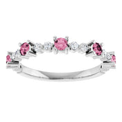 Sterling Silver Natural Pink Tourmaline & 1/6 CTW Natural Diamond Ring
