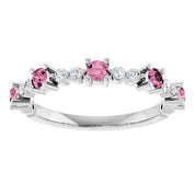 Sterling Silver Natural Pink Tourmaline & 1/6 CTW Natural Diamond Ring