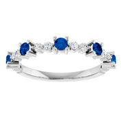 Platinum Lab-Grown Blue Sapphire & 1/6 CTW Natural Diamond Ring