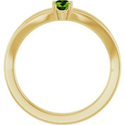 14K Yellow Natural Peridot Youth Solitaire Ring