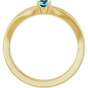 14K Yellow Natural Blue Zircon Youth Solitaire Ring