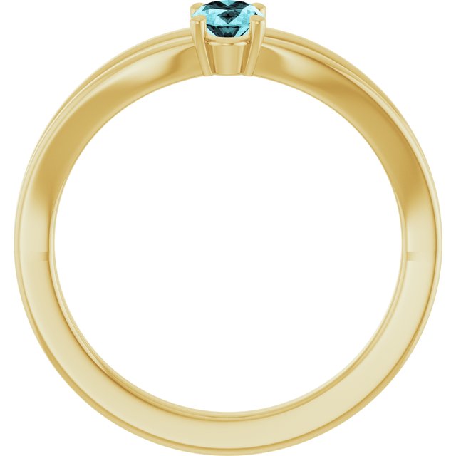 14K Yellow Natural Blue Zircon Youth Solitaire Ring