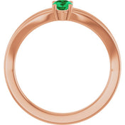 14K Rose Natural Emerald Youth Solitaire Ring