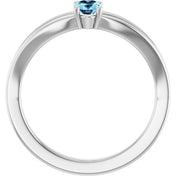 Platinum Natural Aquamarine Youth Solitaire Ring