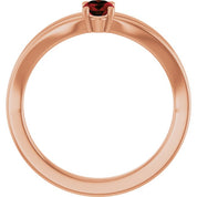 14K Rose Natural Mozambique Garnet Youth Solitaire Ring