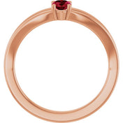 14K Rose Natural Ruby Youth Solitaire Ring