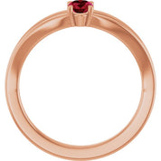 14K Rose Natural Ruby Youth Solitaire Ring