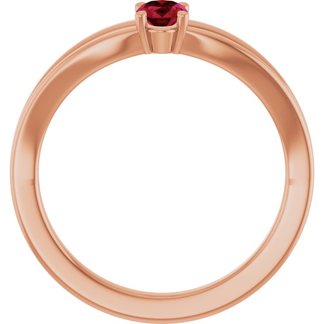 14K Rose Natural Ruby Youth Solitaire Ring