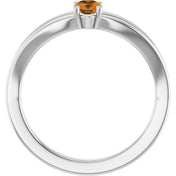 14K White Natural Citrine Youth Solitaire Ring