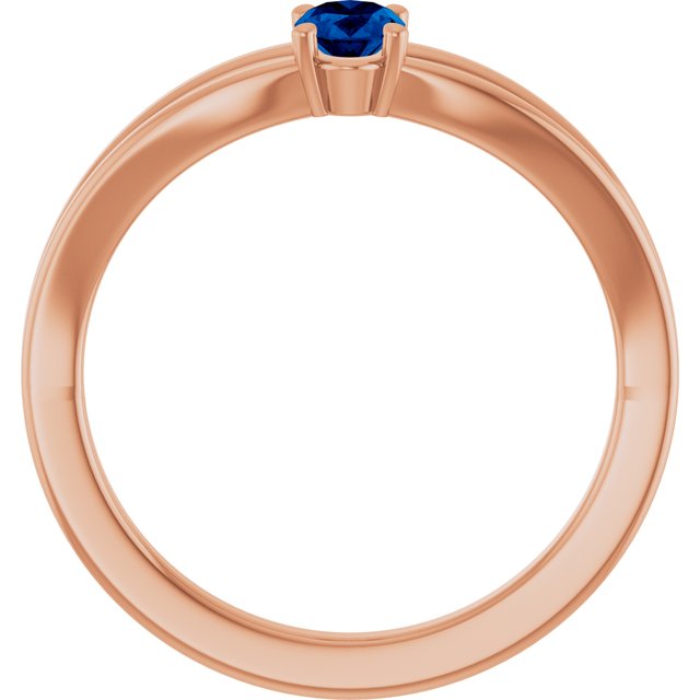 14K Rose Natural Blue Sapphire Youth Solitaire Ring