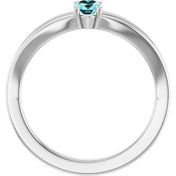 Sterling Silver Imitation Blue Zircon Solitaire Youth Ring