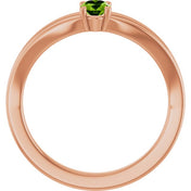 14K Rose Natural Peridot Youth Solitaire Ring