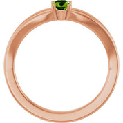 14K Rose Natural Peridot Youth Solitaire Ring