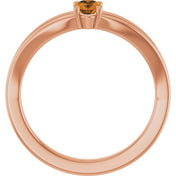 14K Rose Natural Citrine Youth Solitaire Ring