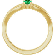 14K Yellow Lab-Grown Emerald Youth Solitaire Ring