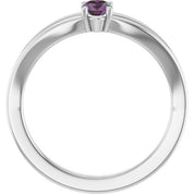 14K White Lab-Grown Alexandrite Youth Solitaire Ring