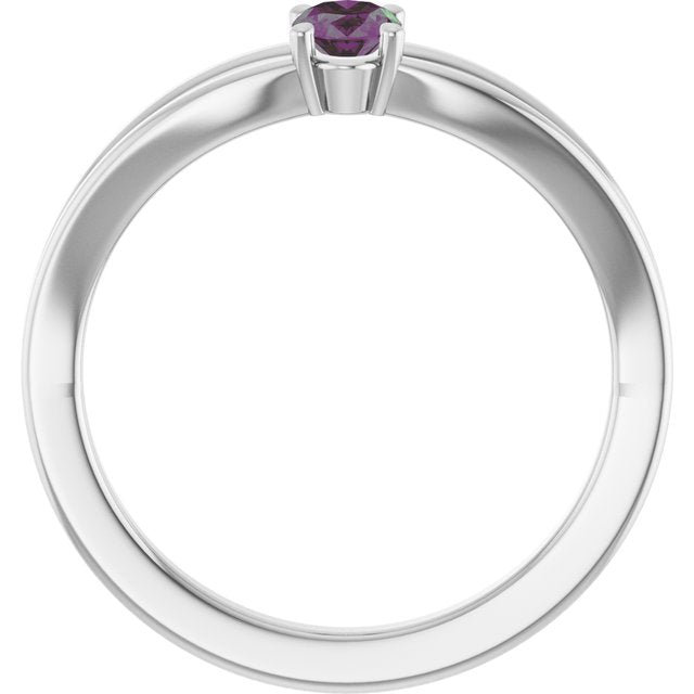 14K White Lab-Grown Alexandrite Youth Solitaire Ring