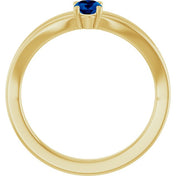 14K Yellow Natural Blue Sapphire Youth Solitaire Ring
