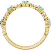 14K Yellow Natural Aquamarine & 1/6 CTW Natural Diamond Ring