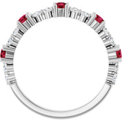 14K White Natural Ruby & 1/6 CTW Natural Diamond Ring