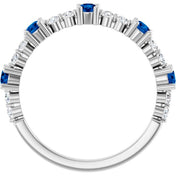 Platinum Lab-Grown Blue Sapphire & 1/6 CTW Natural Diamond Ring