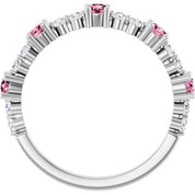 Sterling Silver Natural Pink Tourmaline & 1/6 CTW Natural Diamond Ring