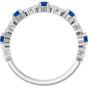 Platinum Natural Blue Sapphire & 1/6 CTW Natural Diamond Ring