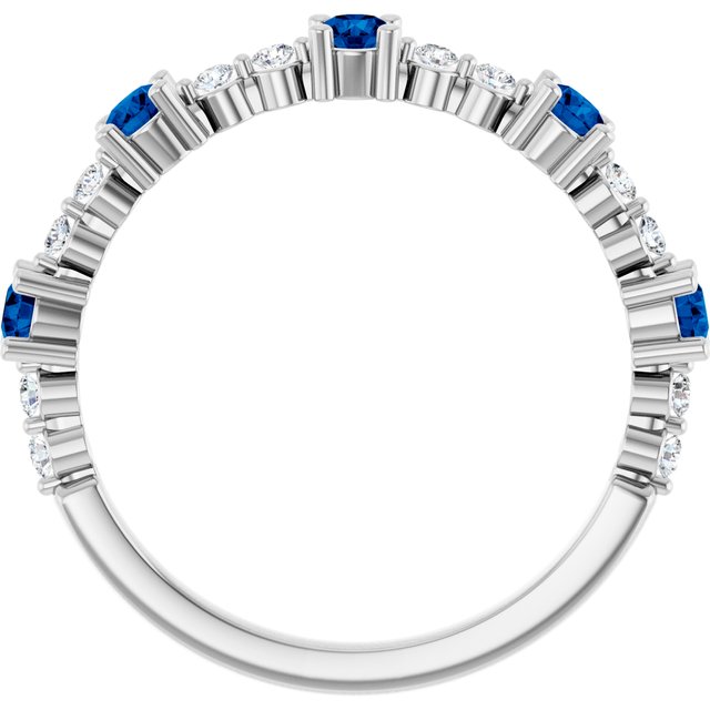 Platinum Natural Blue Sapphire & 1/6 CTW Natural Diamond Ring