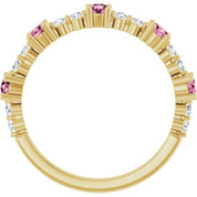 14K Yellow Natural Pink Tourmaline & 1/6 CTW Natural Diamond Ring