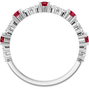 Sterling Silver Lab-Grown Ruby & 1/6 CTW Natural Diamond Ring