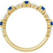 14K Yellow Lab-Grown Blue Sapphire & 1/6 CTW Natural Diamond Ring