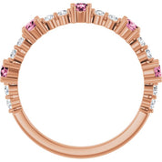 14K Rose Natural Pink Tourmaline & 1/6 CTW Natural Diamond Ring
