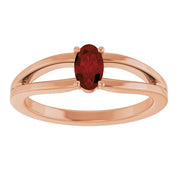14K Rose Natural Mozambique Garnet Youth Solitaire Ring